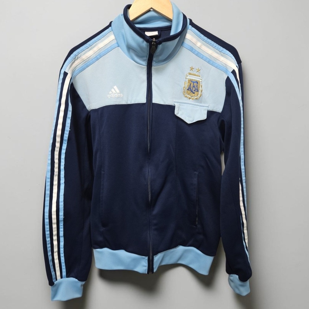 Adidas Argentina AFA Track Jacket Mens Large Navy Sky Blue Full Zip Soccer